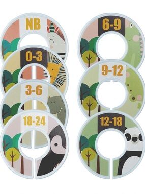 Nursery Closet Size Dividers - Jungle Animal Set